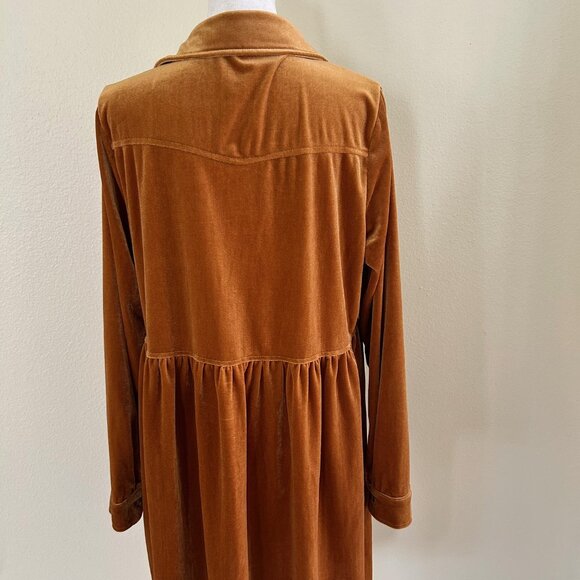 Jodifl Velvet Dress Women SZM Carmel Button Baby Doll Tunic Boho Fairy Cottage - Picture 2 of 10